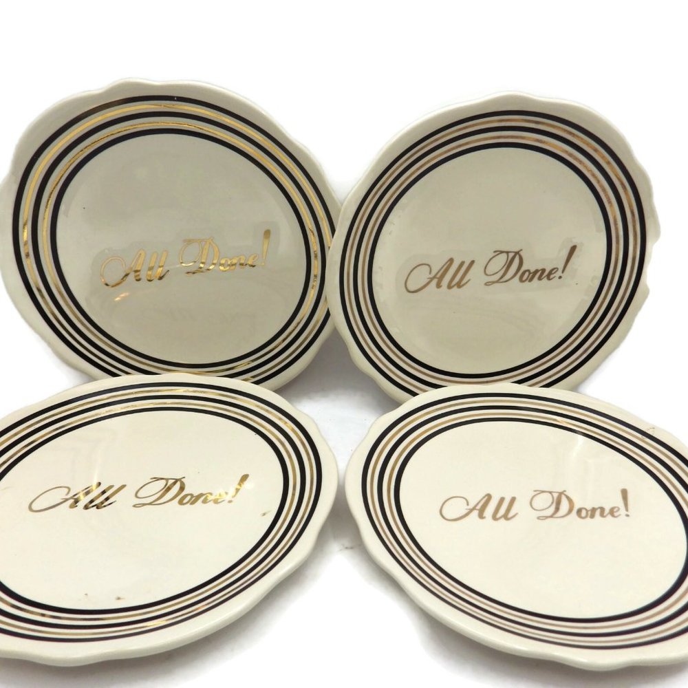 Fishs Eddy & West Elm/ 4 Appetizer/ Dessert Plates/ "All Done"